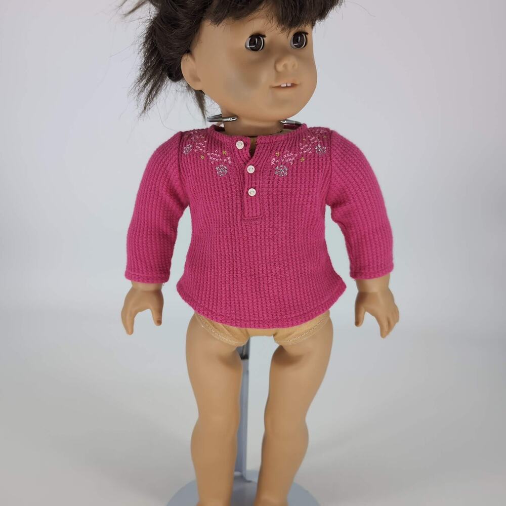 American Girl Fuchsia Pink 2014 Retired Fair Isle Pajama Top For 18" Dolls EUC